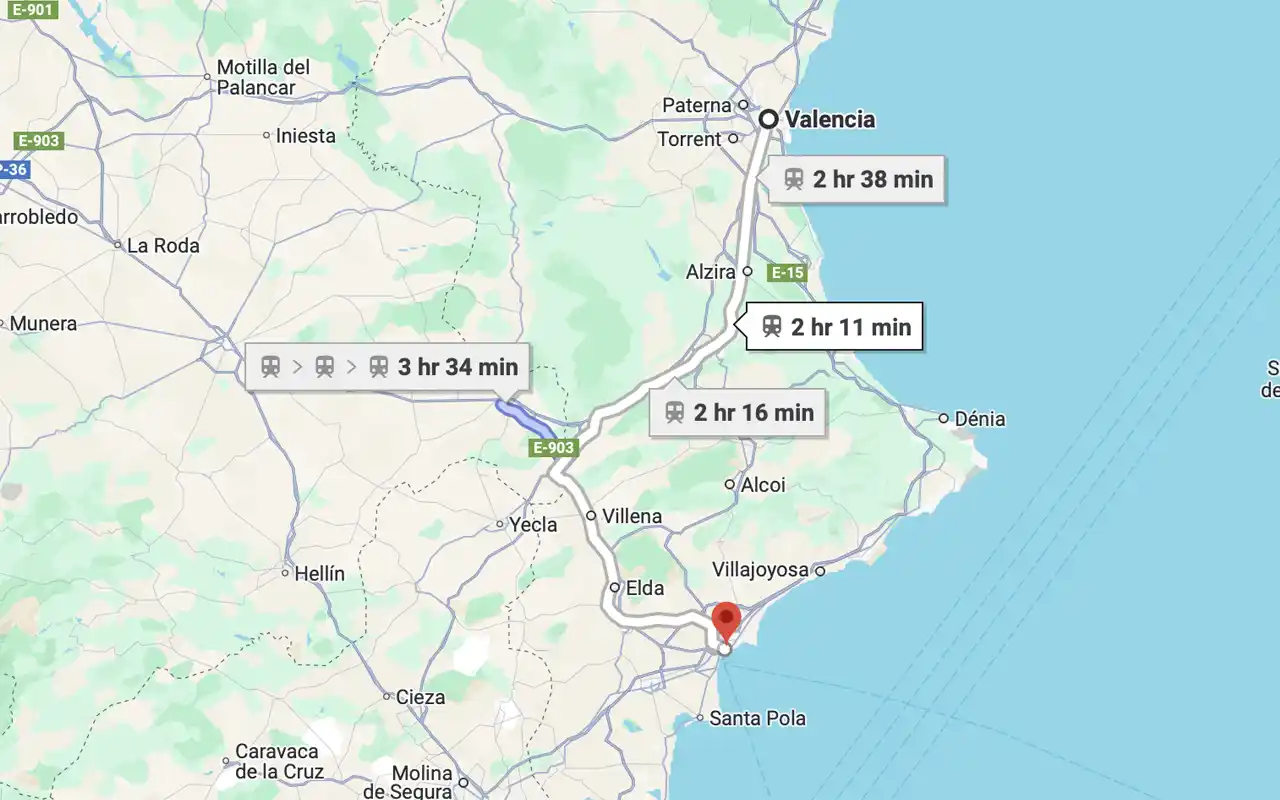 Rotas de trem Valencia-Alicante